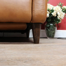 Load image into Gallery viewer, Vintage Tan Leather Three Seater Button Tufted Electric Recliner Lounge. B13084
