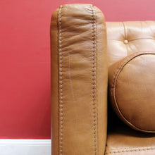 Load image into Gallery viewer, Vintage Tan Leather Three Seater Button Tufted Electric Recliner Lounge. B13084
