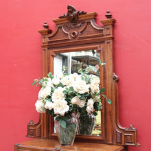 Load image into Gallery viewer, Antique French Walnut Overmantel Mirror with Carved Detail and Central Crest. B12698
