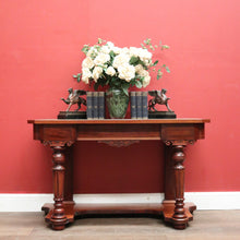 Load image into Gallery viewer, Antique English Mahogany and Green Leather Desk or Hall Table Console Table. B12351
