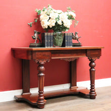 Load image into Gallery viewer, Antique English Mahogany and Green Leather Desk or Hall Table Console Table. B12351
