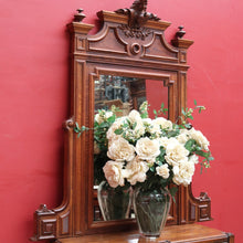 Load image into Gallery viewer, Antique French Walnut Overmantel Mirror with Carved Detail and Central Crest. B12698
