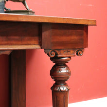 Load image into Gallery viewer, Antique English Mahogany and Green Leather Desk or Hall Table Console Table. B12351
