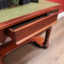 Load image into Gallery viewer, Antique English Mahogany and Green Leather Desk or Hall Table Console Table. B12351
