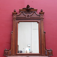 Load image into Gallery viewer, Antique French Walnut Overmantel Mirror with Carved Detail and Central Crest. B12698
