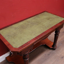 Load image into Gallery viewer, Antique English Mahogany and Green Leather Desk or Hall Table Console Table. B12351
