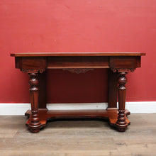Load image into Gallery viewer, Antique English Mahogany and Green Leather Desk or Hall Table Console Table. B12351
