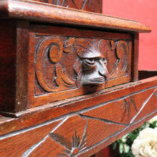 Load image into Gallery viewer, Antique English Oak Gothic Revival Umbrella Stand with Green Man Carved Pediment. B13083
