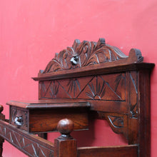 Load image into Gallery viewer, Antique English Oak Gothic Revival Umbrella Stand with Green Man Carved Pediment. B13083
