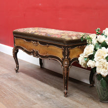 Load image into Gallery viewer, Antique French Louis XV Style Vernis Martin Piano Stool with Tapestry Seat and Lift Top Storage. B13059
