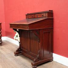 Load image into Gallery viewer, Antique Mahogany Davenport Desk with Black Leather Writing Slope. B12376
