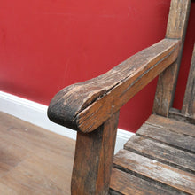 Load image into Gallery viewer, Vintage Hardwood Garden Bench Seat with Arms and Weathered Country Patina. B13067
