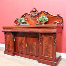 Load image into Gallery viewer, Antique English Mahogany and Flame Mahogany Inverted Breakfront Sideboard with Cellaret. B13081
