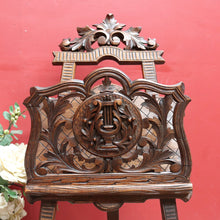 Load image into Gallery viewer, French Walnut Easel-Form Canterbury with Lyre Motif and Carved Details. B11319
