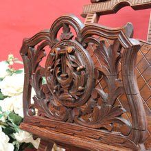 Load image into Gallery viewer, French Walnut Easel-Form Canterbury with Lyre Motif and Carved Details. B11319
