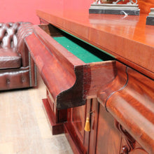 Load image into Gallery viewer, Antique English Mahogany and Flame Mahogany Inverted Breakfront Sideboard with Cellaret. B13081

