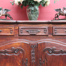 Load image into Gallery viewer, Antique French Oak Sideboard with Three Drawers Two Door Cupboard B13086
