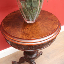 Load image into Gallery viewer, x SOLD Antique Victorian Sewing or Lady’s Work Table with Pedestal Base and Carved Detail. B12659
