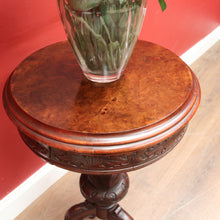 Load image into Gallery viewer, x SOLD Antique Victorian Sewing or Lady’s Work Table with Pedestal Base and Carved Detail. B12659
