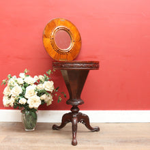 Load image into Gallery viewer, x SOLD Antique Victorian Sewing or Lady’s Work Table with Pedestal Base and Carved Detail. B12659
