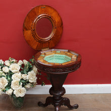 Load image into Gallery viewer, x SOLD Antique Victorian Sewing or Lady’s Work Table with Pedestal Base and Carved Detail. B12659
