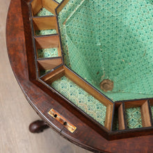 Load image into Gallery viewer, x SOLD Antique Victorian Sewing or Lady’s Work Table with Pedestal Base and Carved Detail. B12659
