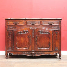 Load image into Gallery viewer, Antique French Oak Sideboard with Three Drawers Two Door Cupboard B13086
