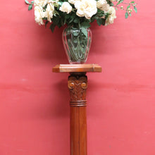 Load image into Gallery viewer, Mahogany Classical Column Pedestal Plant Stand, Carved Acanthus Capital. B13087
