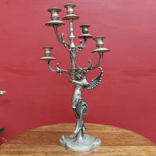 Load image into Gallery viewer, Art Deco Silver Plated Brass Candelabra with Winged Mythical Figure. B23841
