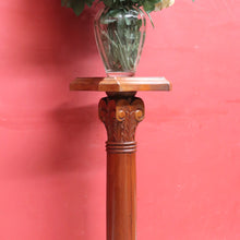Load image into Gallery viewer, Mahogany Classical Column Pedestal Plant Stand, Carved Acanthus Capital. B13087

