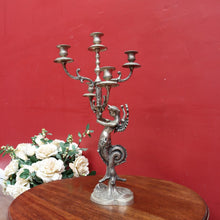 Load image into Gallery viewer, Art Deco Silver Plated Brass Candelabra with Winged Mythical Figure. B23841
