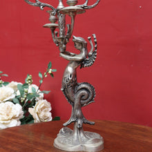 Load image into Gallery viewer, Art Deco Silver Plated Brass Candelabra with Winged Mythical Figure. B23841
