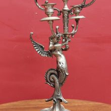 Load image into Gallery viewer, Art Deco Silver Plated Brass Candelabra with Winged Mythical Figure. B23841
