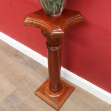 Load image into Gallery viewer, Mahogany Classical Column Pedestal Plant Stand, Carved Acanthus Capital. B13087

