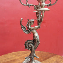 Load image into Gallery viewer, Art Deco Silver Plated Brass Candelabra with Winged Mythical Figure. B23841
