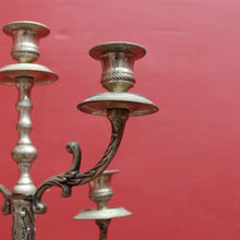Load image into Gallery viewer, Art Deco Silver Plated Brass Candelabra with Winged Mythical Figure. B23841
