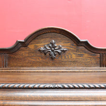 Load image into Gallery viewer, Antique English Oak Two Door Bookcase China Cabinet with Glass Doors and Key. B13089
