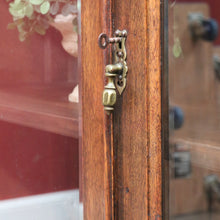 Load image into Gallery viewer, Antique English Oak Two Door Bookcase China Cabinet with Glass Doors and Key. B13089
