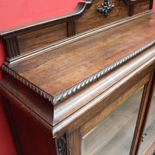 Load image into Gallery viewer, Antique English Oak Two Door Bookcase China Cabinet with Glass Doors and Key. B13089
