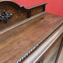Load image into Gallery viewer, Antique English Oak Two Door Bookcase China Cabinet with Glass Doors and Key. B13089
