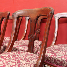 Load image into Gallery viewer, Set of Six Antique English Mahogany Victorian Dining Chairs with Porcelain Castors and Damask Upholstered Seats. 13080
