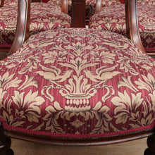 Load image into Gallery viewer, Set of Six Antique English Mahogany Victorian Dining Chairs with Porcelain Castors and Damask Upholstered Seats. 13080
