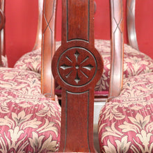 Load image into Gallery viewer, Set of Six Antique English Mahogany Victorian Dining Chairs with Porcelain Castors and Damask Upholstered Seats. 13080
