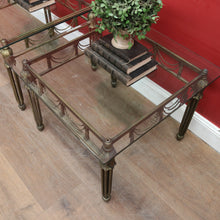 Load image into Gallery viewer, Pair of Hollywood Regency-Style Gilt Metal Side Tables. Bevelled Glass Tops B13073
