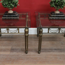 Load image into Gallery viewer, Pair of Hollywood Regency-Style Gilt Metal Side Tables. Bevelled Glass Tops B13073
