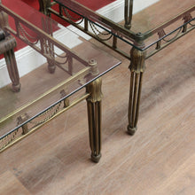 Load image into Gallery viewer, Pair of Hollywood Regency-Style Gilt Metal Side Tables. Bevelled Glass Tops B13073

