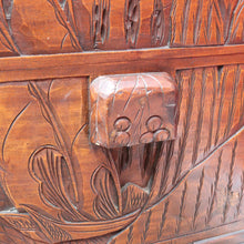 Load image into Gallery viewer, Vintage Carved Camphor Box with Brass Latch and Sliding Tray. B12683
