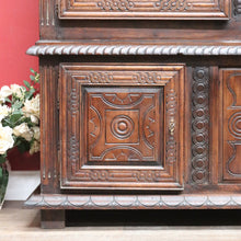 Load image into Gallery viewer, Antique French Oak Breton Marriage Cabinet Two Piece Four Door Carved Display Cabinet. B13111
