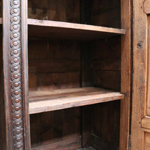 Load image into Gallery viewer, Antique French Oak Breton Marriage Cabinet Two Piece Four Door Carved Display Cabinet. B13111
