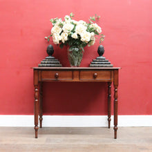 Load image into Gallery viewer, Antique Australian Cedar Two Drawer Hall Table with Rolling Pin Legs. B13115
